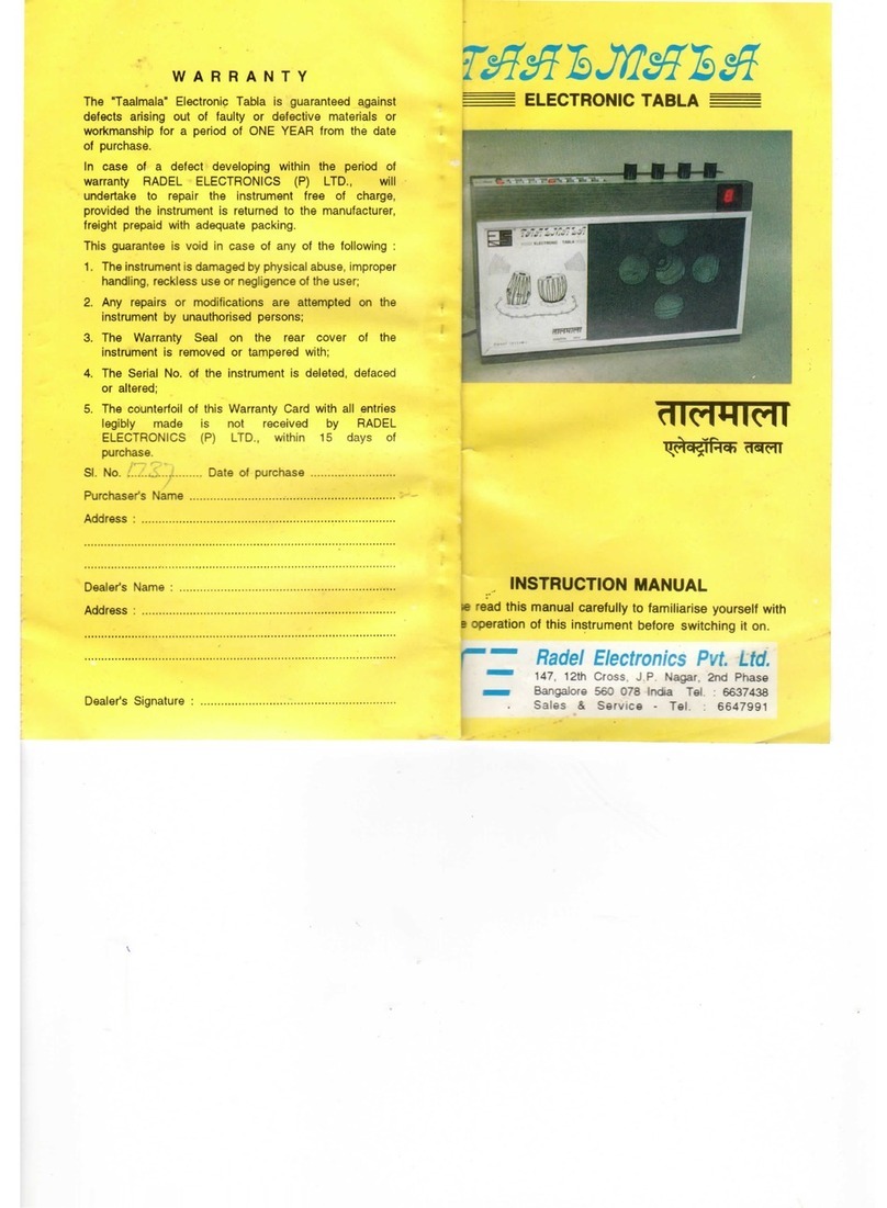 Radel Electronics Taalmala instruction manual Radel Electronics Taalmala instruction manual