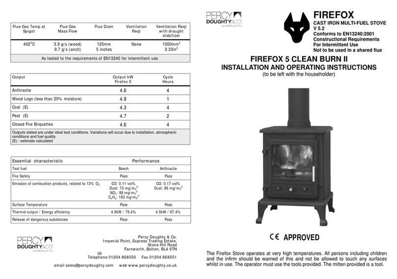 Percy Doughty & Co FIREFOX 5 CLEAN BURN II Installation and operating instructions Percy Doughty & Co FIREFOX 5 CLEAN BURN II Installation and operating instructions