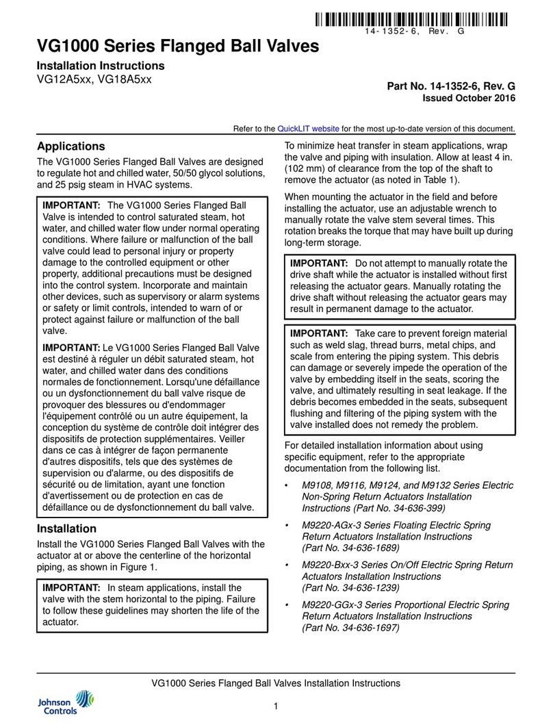 Johnson Controls VG1xA5Gx installation instructions
