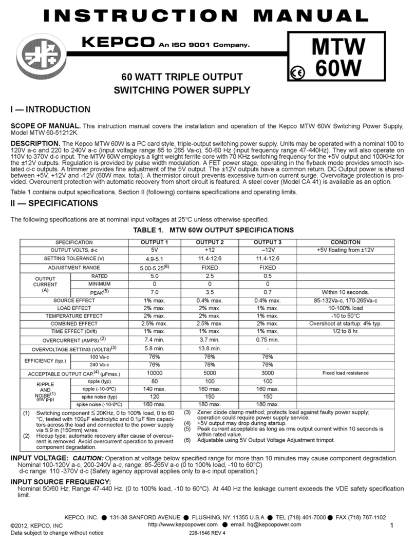 KEPCO MTW 60W instruction manual