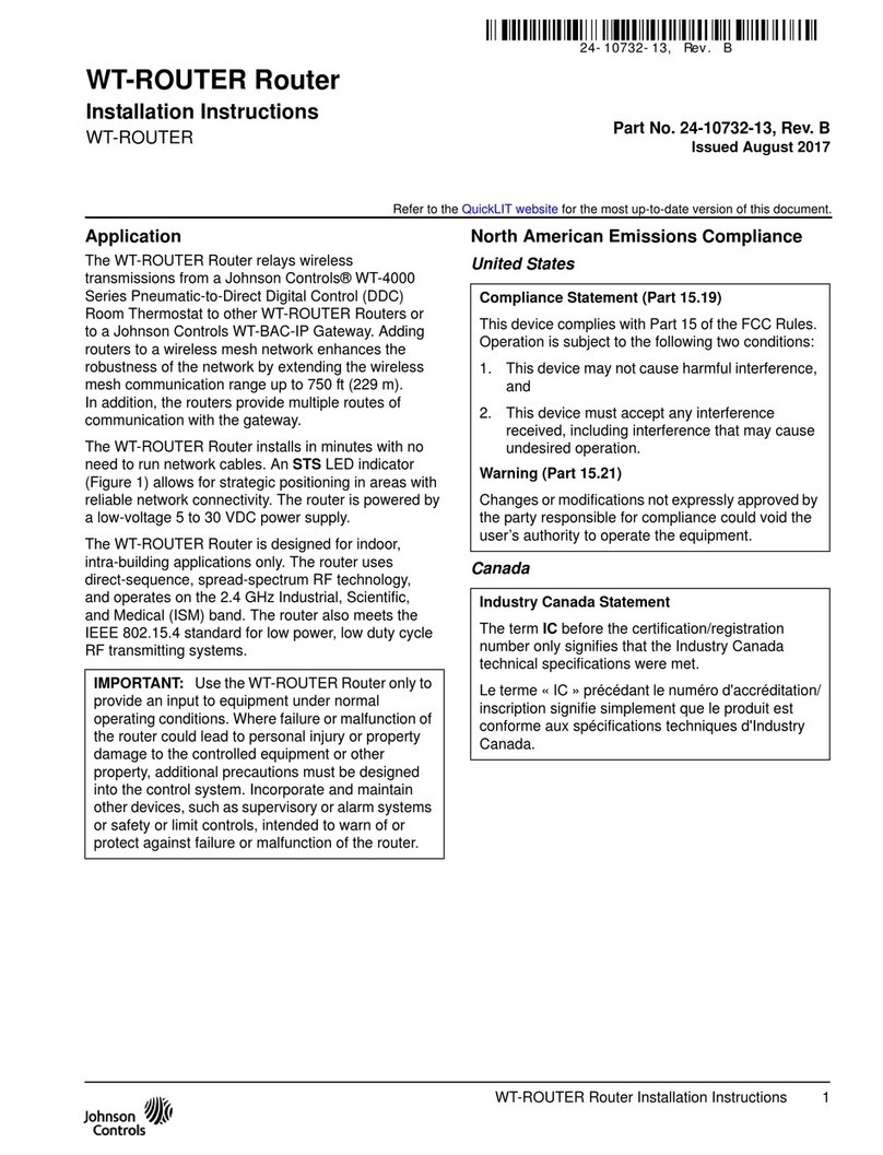 Johnson Controls WT-ROUTER installation instructions