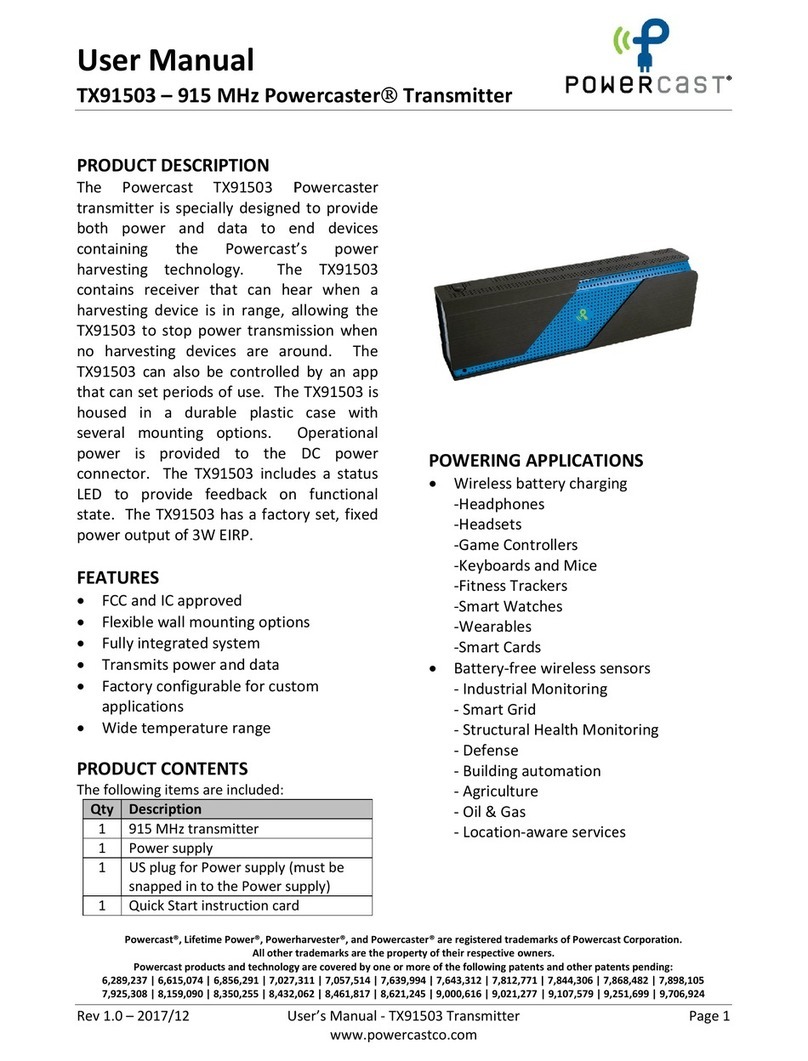 Powercast Powercaster TX91503 user manual