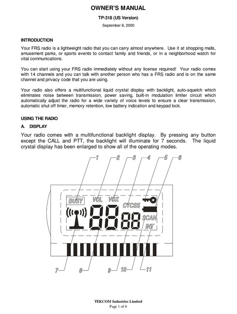 TEKCOM Industries Limited TP-318 owner's manual