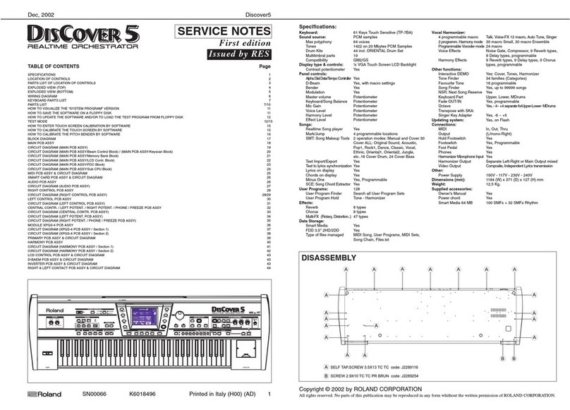 Roland DisCover 5 Operating and maintenance manual
