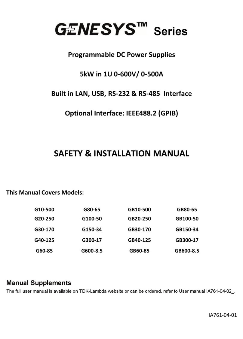 TDK-Lambda G10-500 Safety & installation instruction