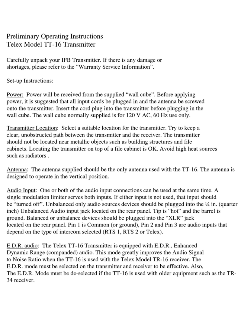 Telex TT-16 operating instructions