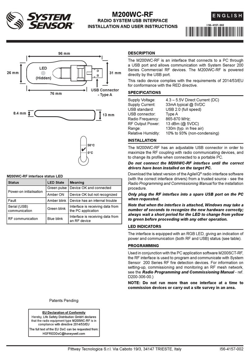 System Sensor M200WC-RF Installation and user instructions System Sensor M200WC-RF Installation and user instructions