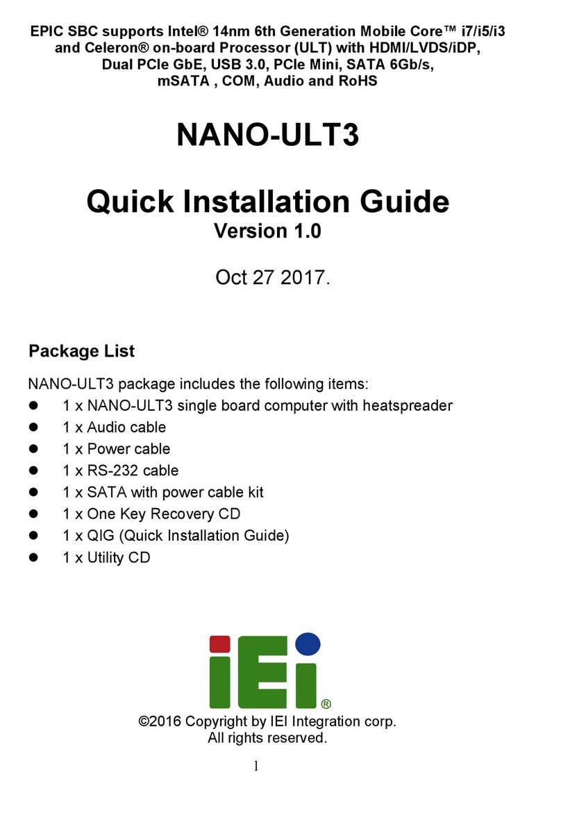 IEI Technology NANO-ULT3 Quick installation guide