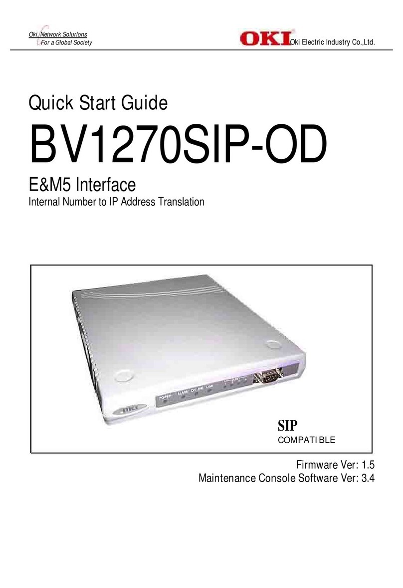 Oki BV1270SIP-OD quick start guide