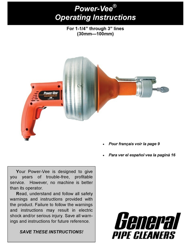 General Pipe Cleaners Power-Vee operating instructions