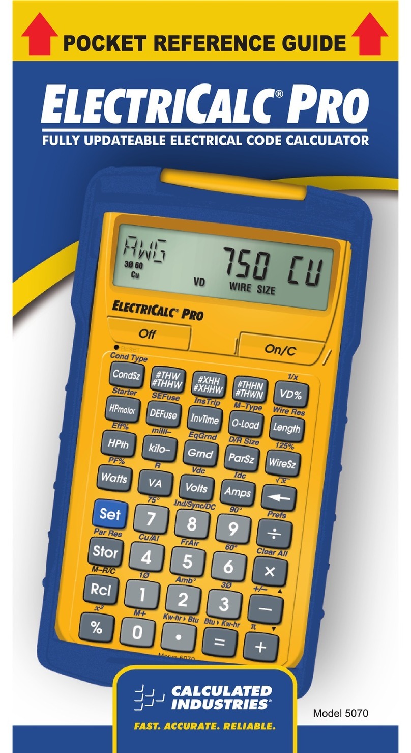 Calculated Industries ElectriCalc Pro User manual Calculated Industries ElectriCalc Pro User manual