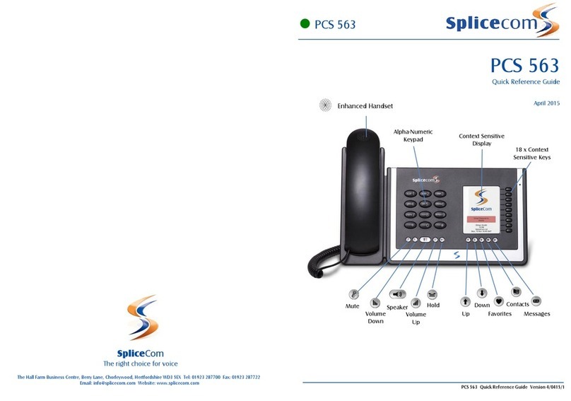 Splicecom PCS 563 Quick reference guide Splicecom PCS 563 Quick reference guide