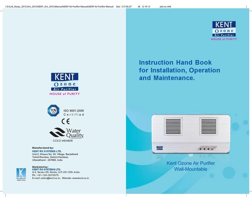 KENT Wall Mountable Air Purifier Instruction handbook