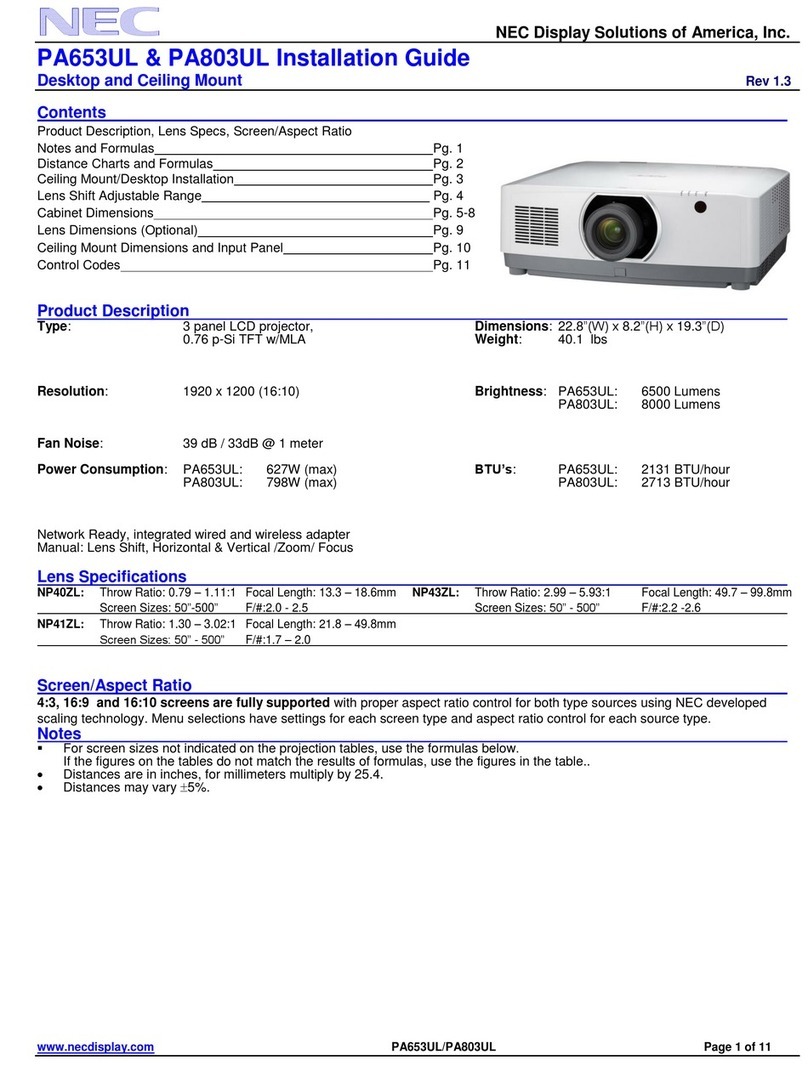 NEC PA653UL User manual