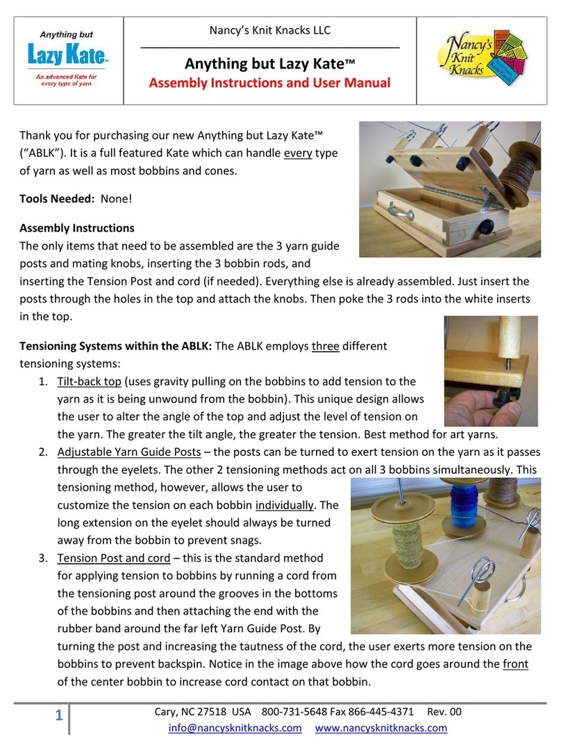 Nancy’s Knit Knacks Lazy Kate Assembly instructions and user's manual