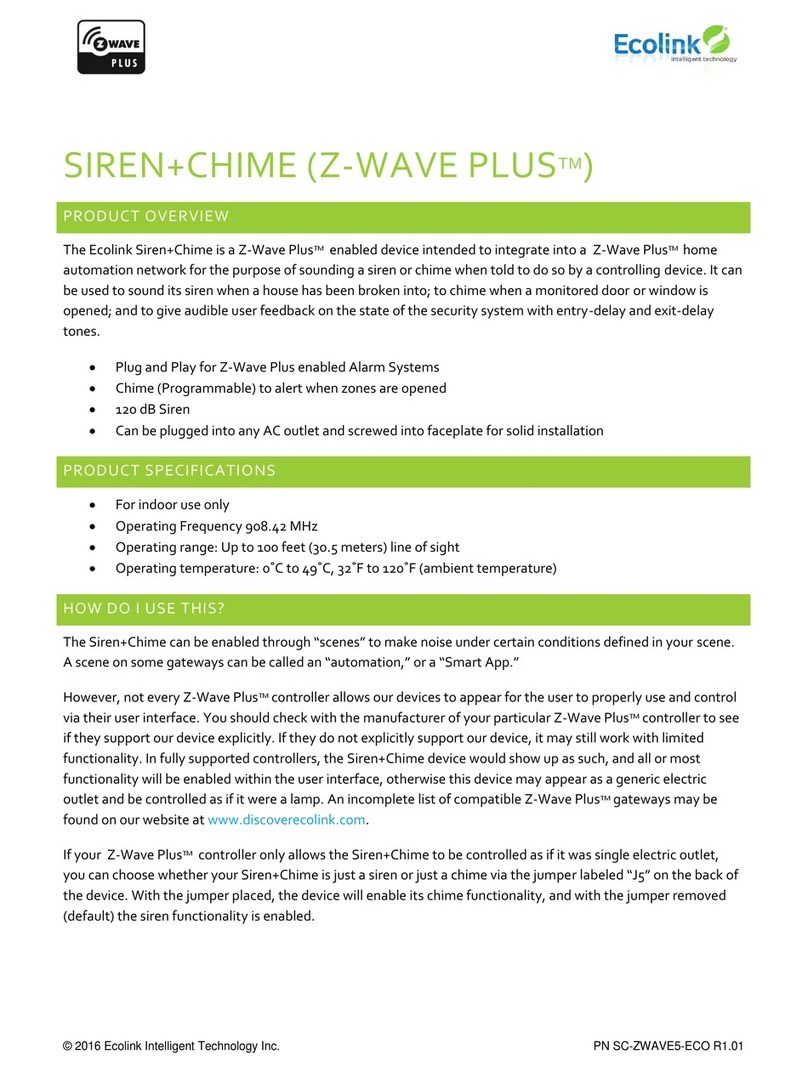 Ecolink Siren+Chime User manual