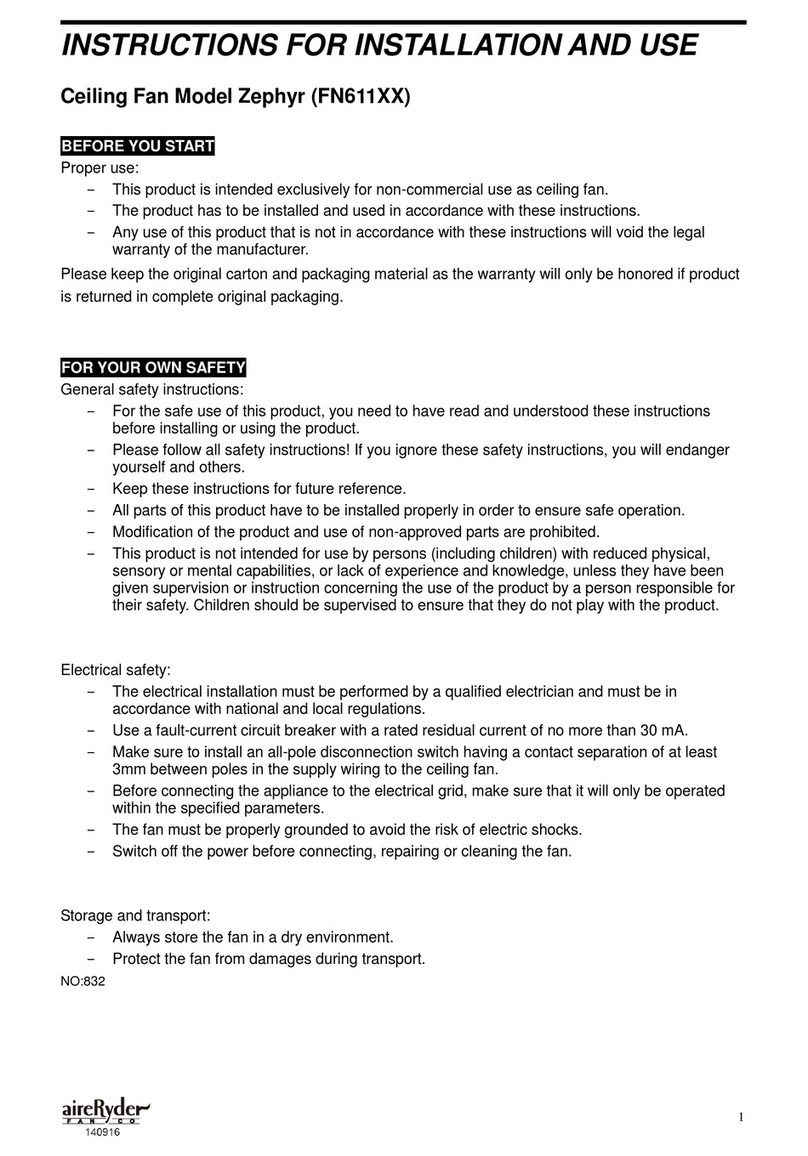 aireRyder Zephyr Instructions for installation and use