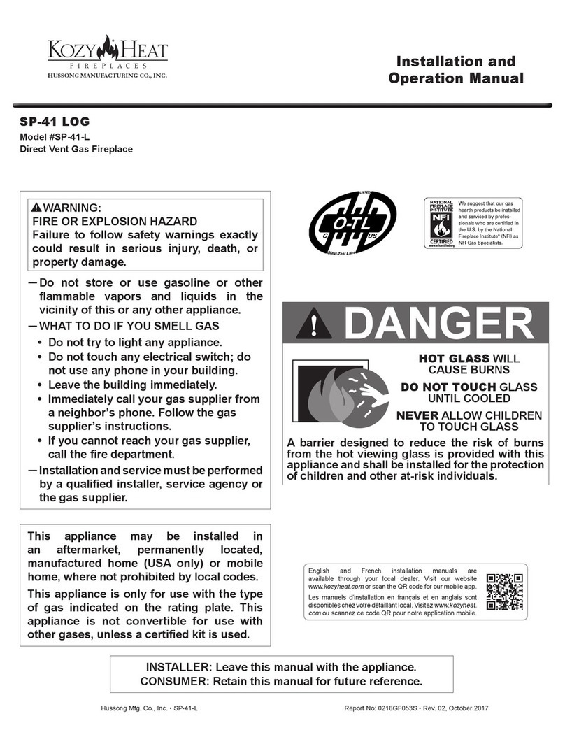 kozy heat SP-41 LOG Installation and operation manual kozy heat SP-41 LOG Installation and operation manual