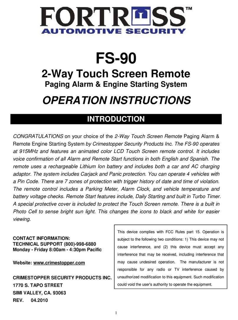 Fortress Automotive Security FS-90 User manual