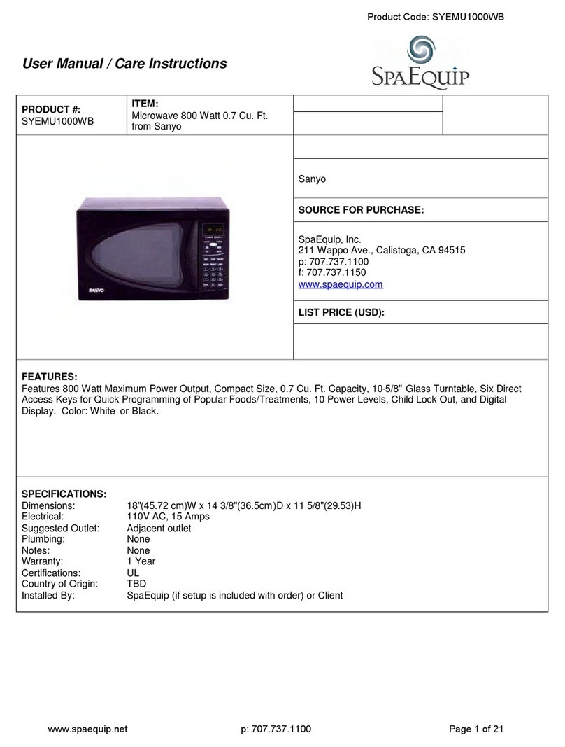 Sanyo EM-U1000WB Instruction manual and cooking guide