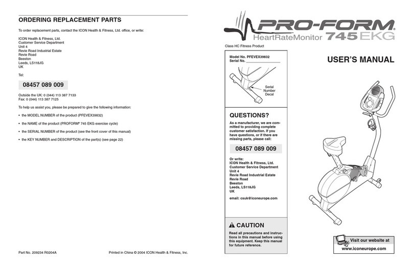 ICON Health & Fitness Pro-Form PFEVEX39832 user manual