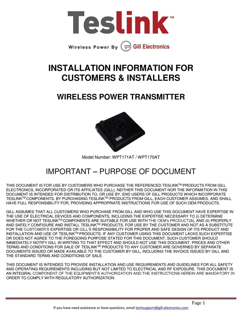 Teslink WPT171AT Installation information for customers & installers