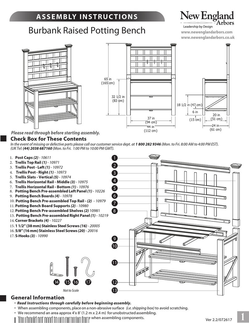 New England Burbank Raised Potting Bench Assembly instructions New England Burbank Raised Potting Bench Assembly instructions