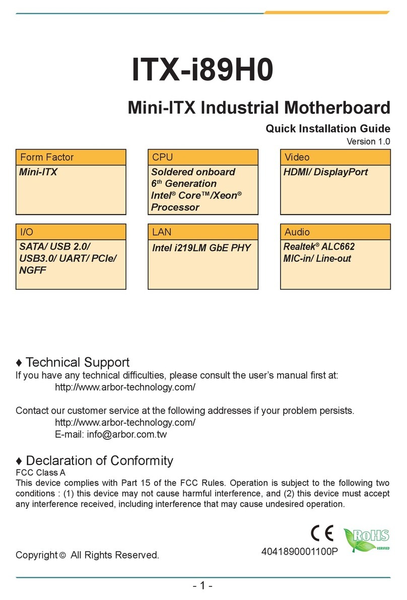 Arbor Technology ITX-i89H0 User manual