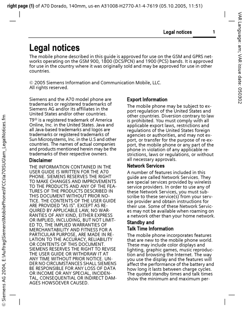 Siemens A70 User manual