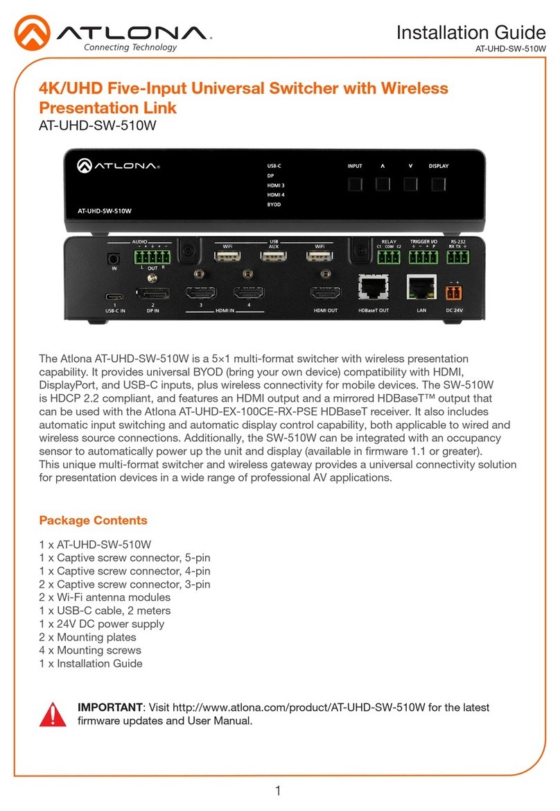 Atlona AT-UHD-SW-510W User manual
