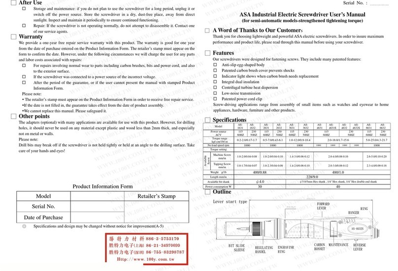 ASA Electronics AS-4632S user manual