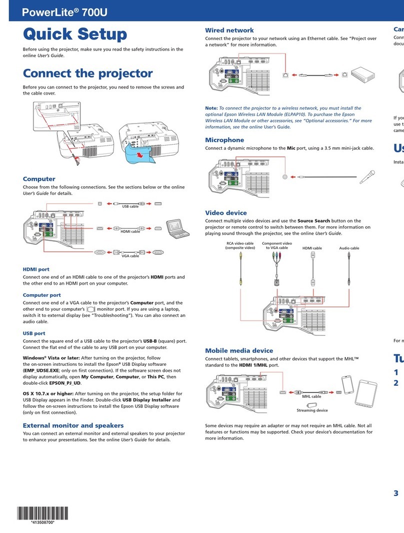 Epson PowerLite 700U Specification sheet