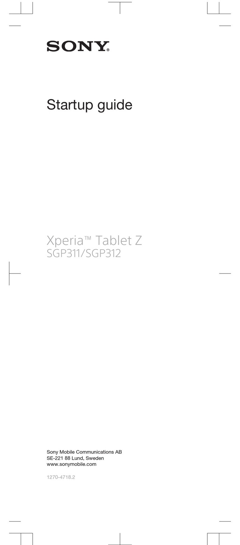 Sony Xperia Tablet Z GP311 User guide Sony Xperia Tablet Z GP311 User guide