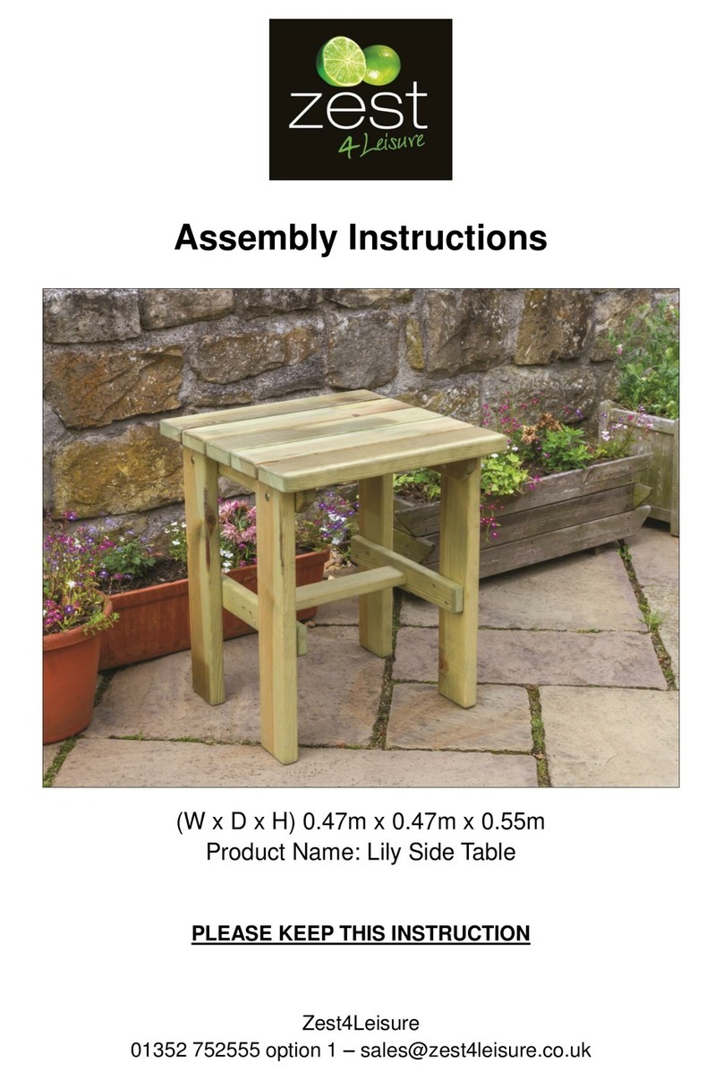 Zest 4 Leisure Lily Side Table Assembly instructions Zest 4 Leisure Lily Side Table Assembly instructions