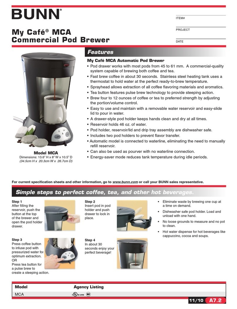 Bunn MY CAFE MCA User manual