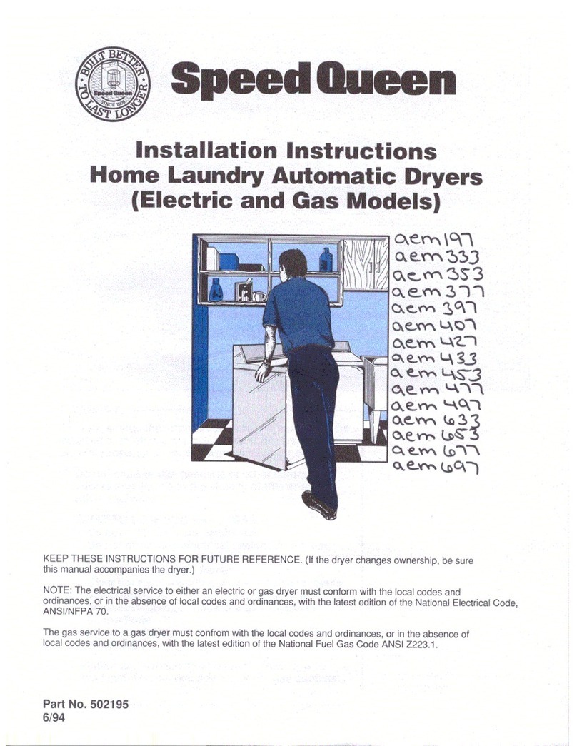 Speed Queen AEM 333 installation instructions
