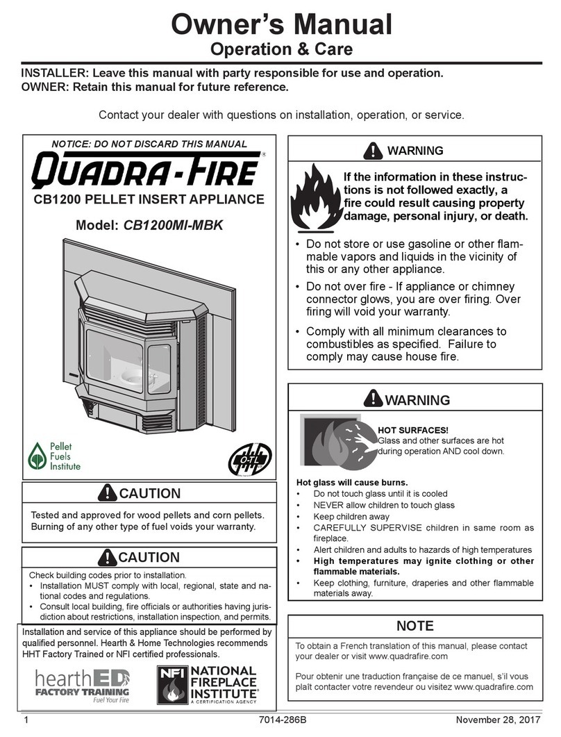 Quadra-Fire PELLET INSERT CB1200MI-MBK owner's manual Quadra-Fire PELLET INSERT CB1200MI-MBK owner's manual