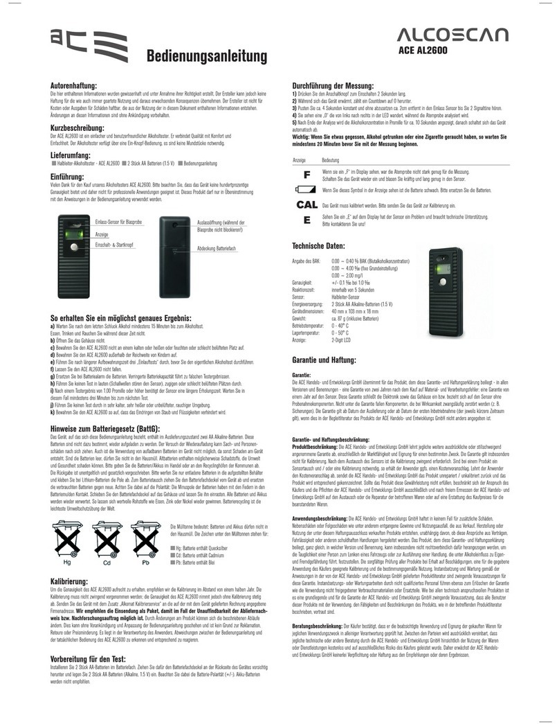Alcoscan ACE AL2600 operating manual