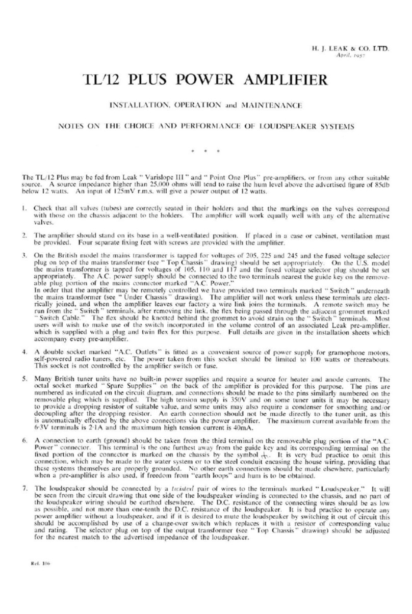 Leak TL12 Plus Installation and operating instructions