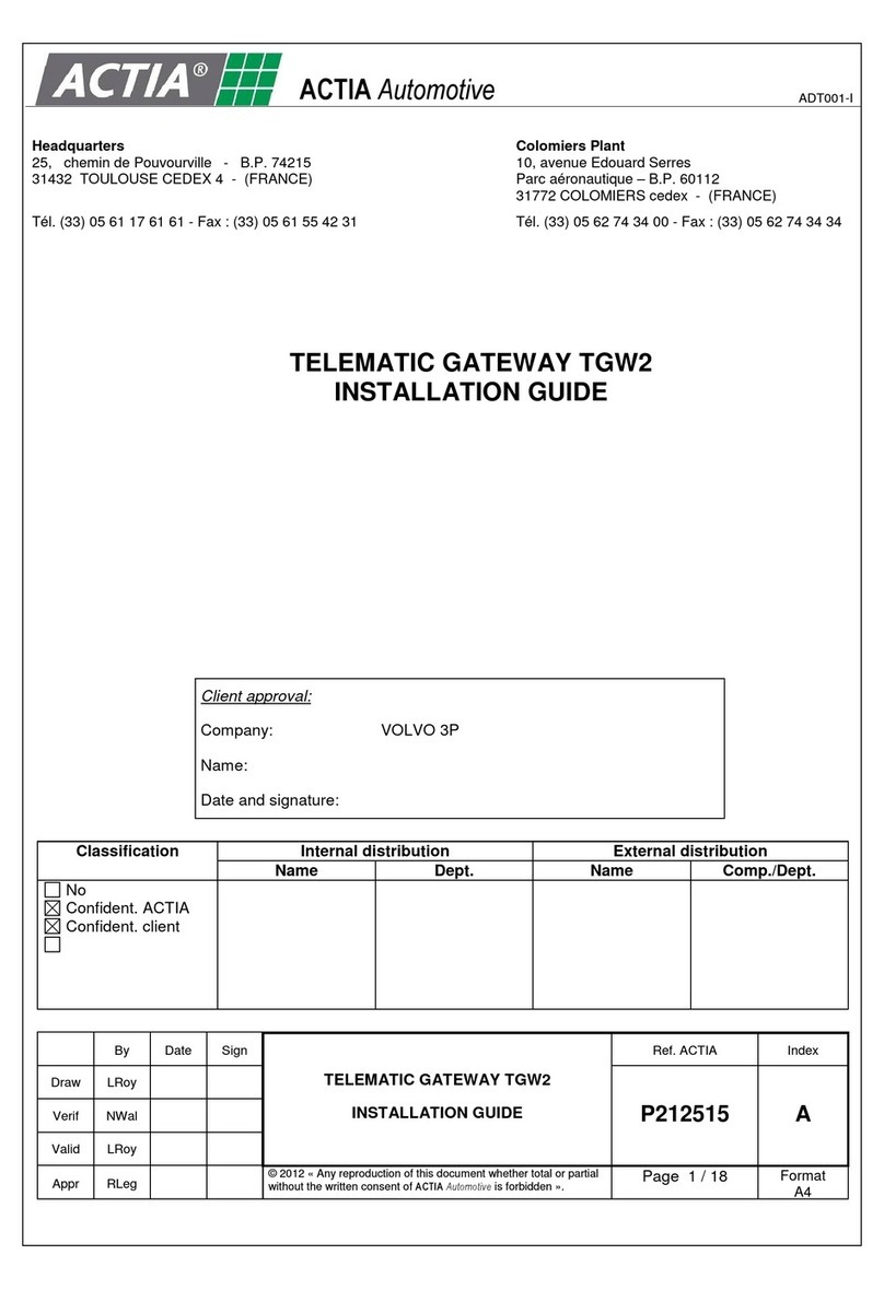 Actia TGW2 installation guide