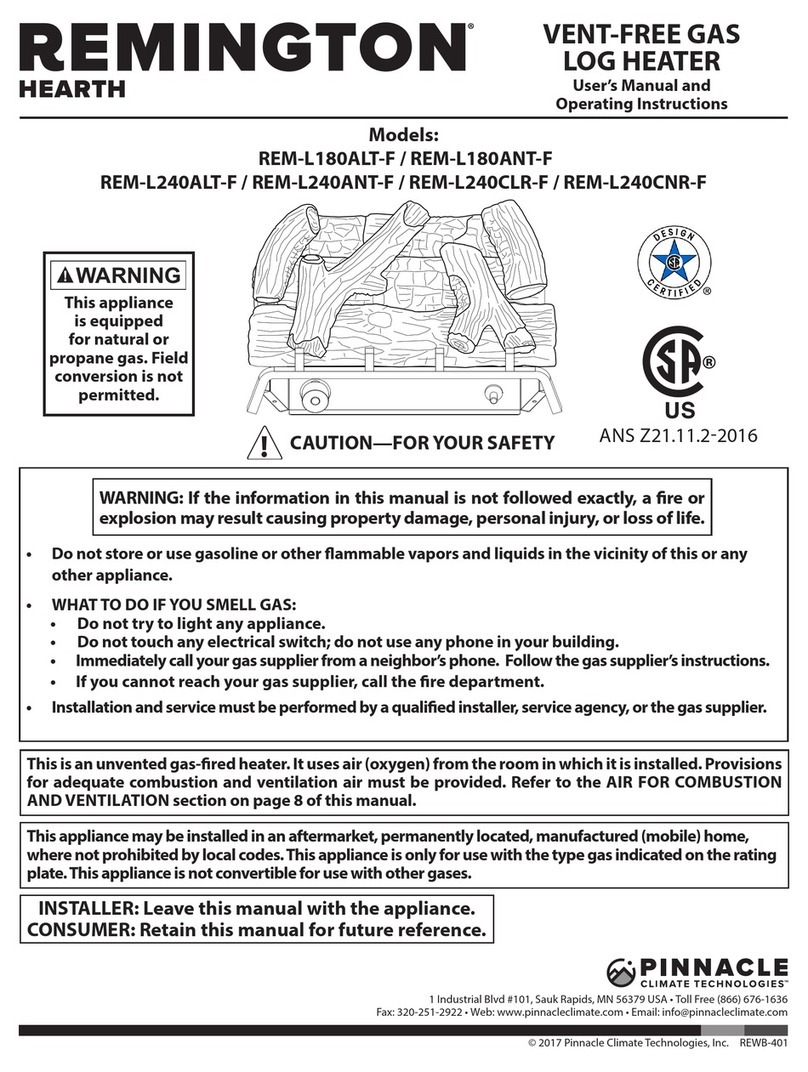 Pinnacle Climate Remington REM-L180ALT-F Operating instructions and user manual