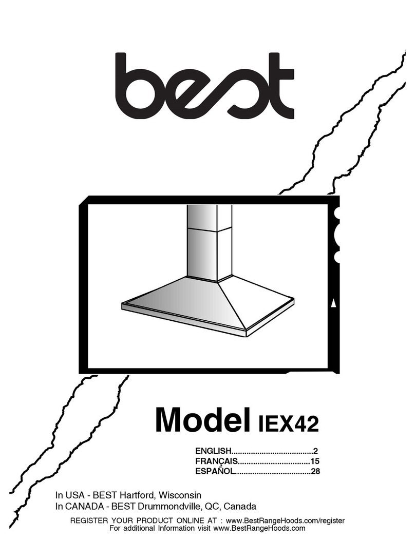 BEST Range Hoods IEX42 manual
