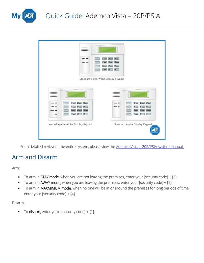ADT Ademco Vista 20P/PSIA User manual