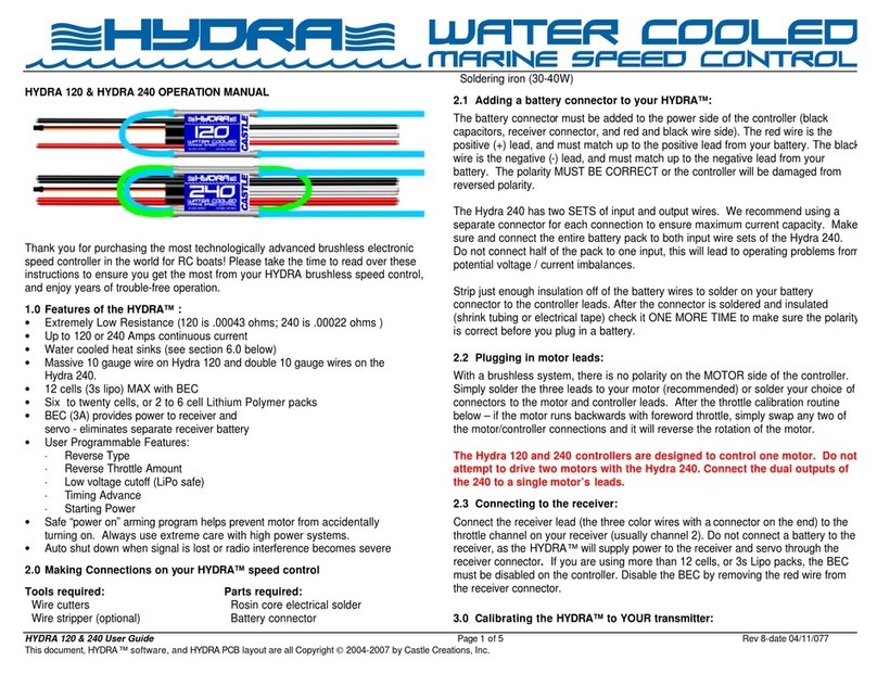Castle Creations Hydra 120 Operation manual