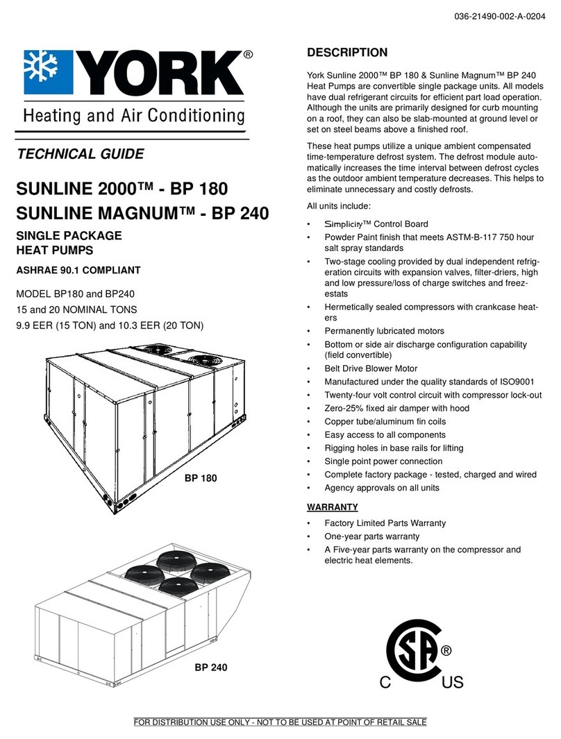 York BP 180 Quick start guide