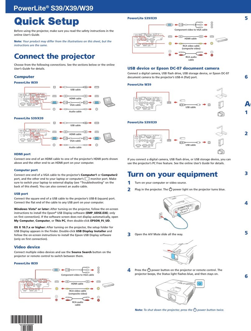 Epson PowerLite S39 Specification sheet