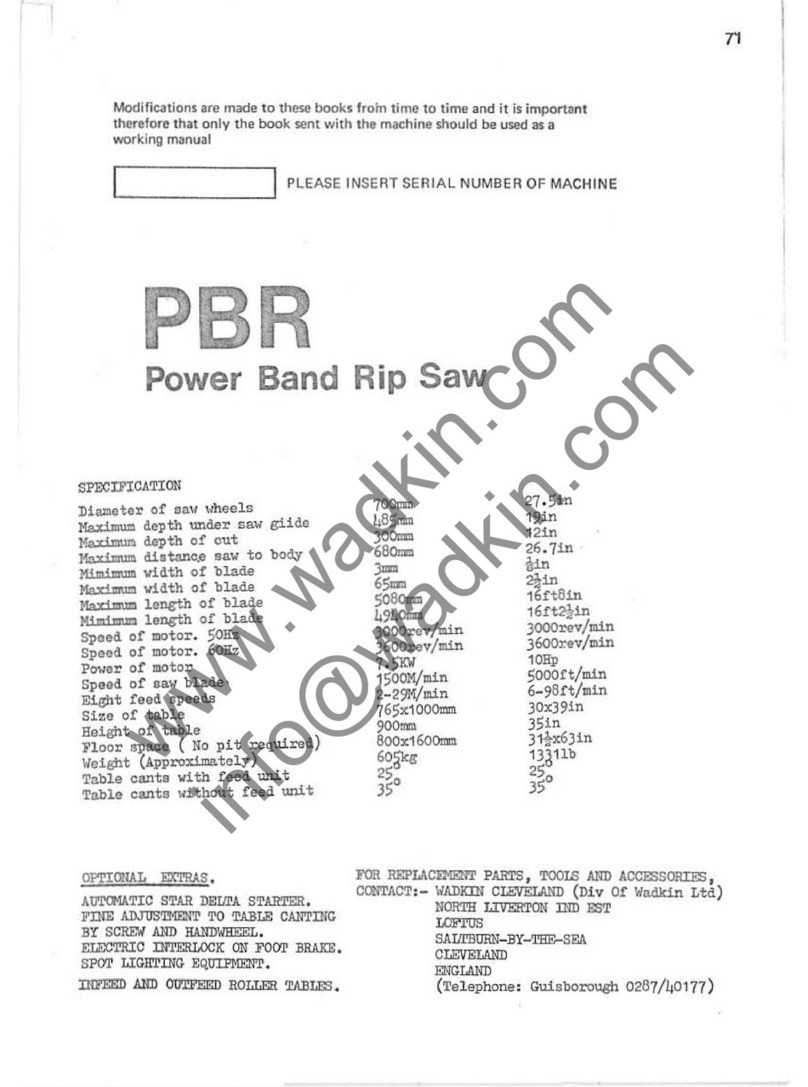 Wadkin PBR User manual Wadkin PBR User manual
