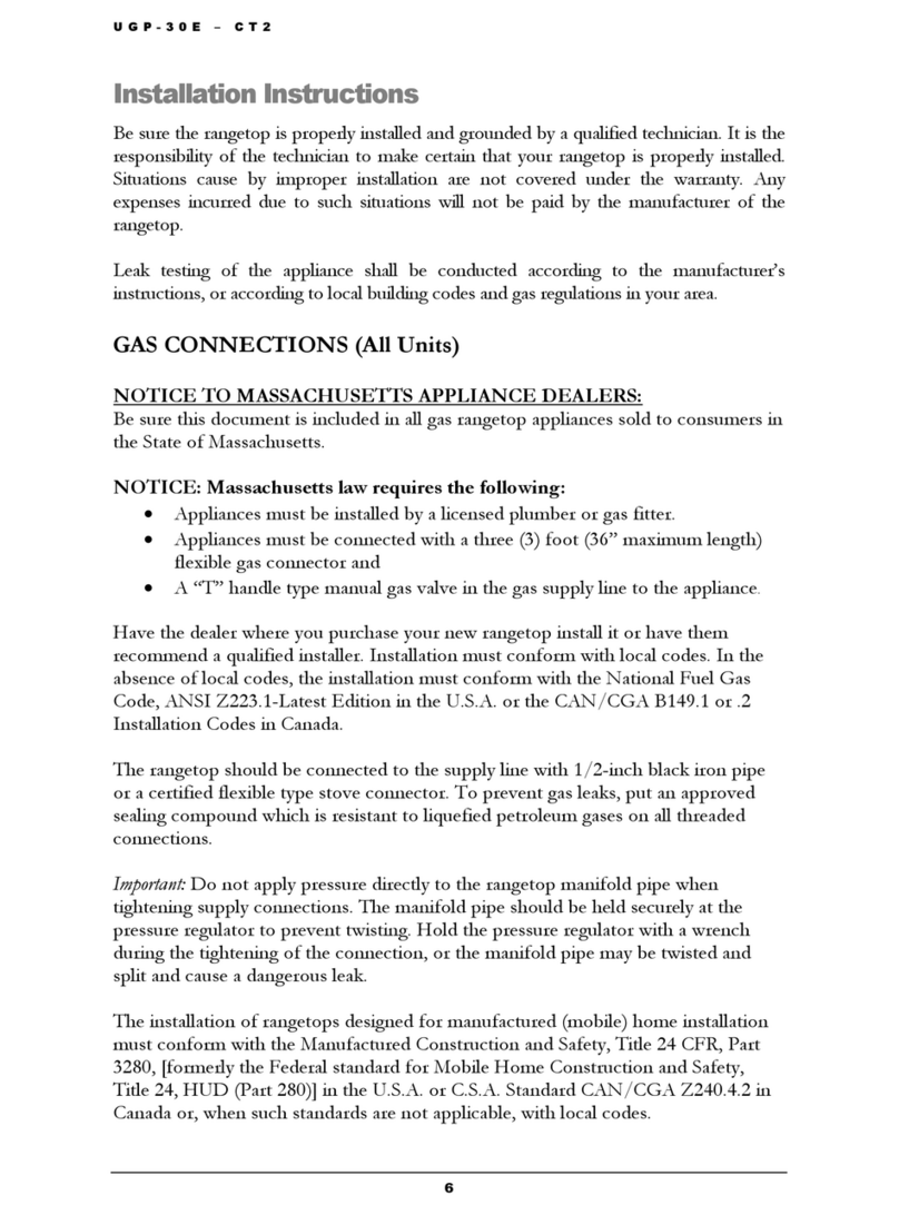 Unique Gas Products UGP-30E CT2 installation instructions