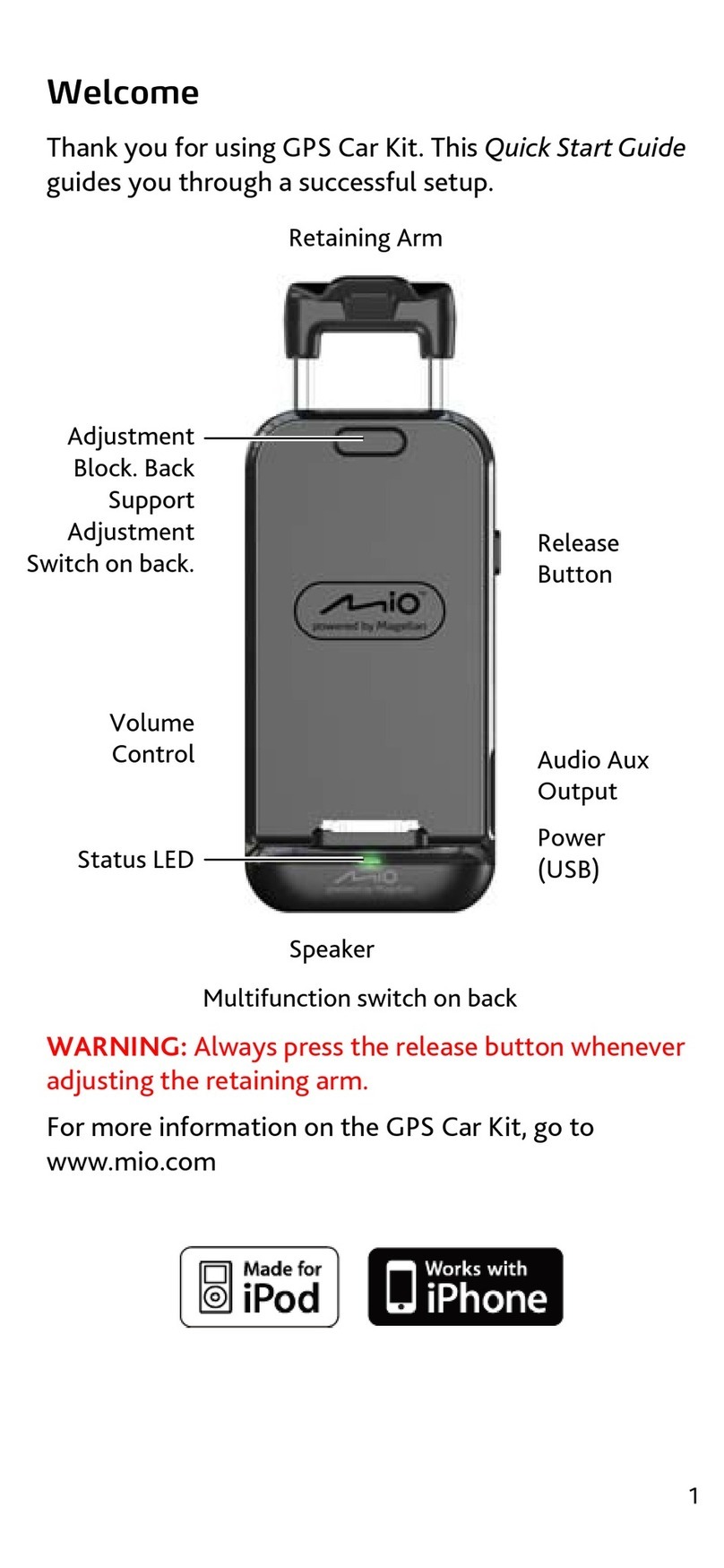 Mio GPS Car Kit User manual