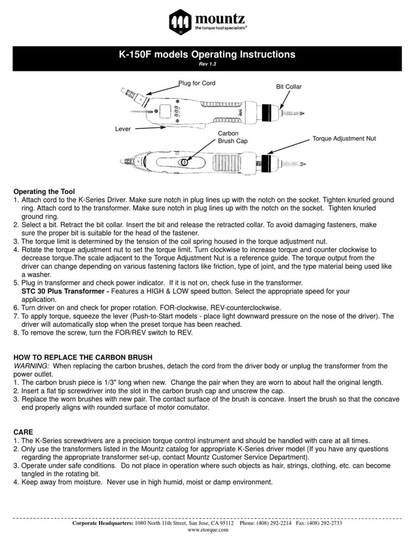 Mountz K150F-A operating instructions